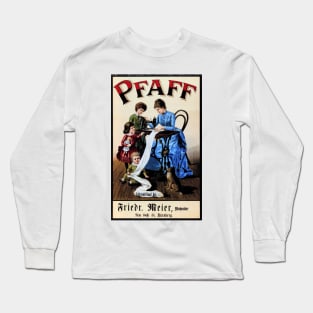 German PFAFF Sewing Machine Mother and Child Vintage Advertisement Long Sleeve T-Shirt